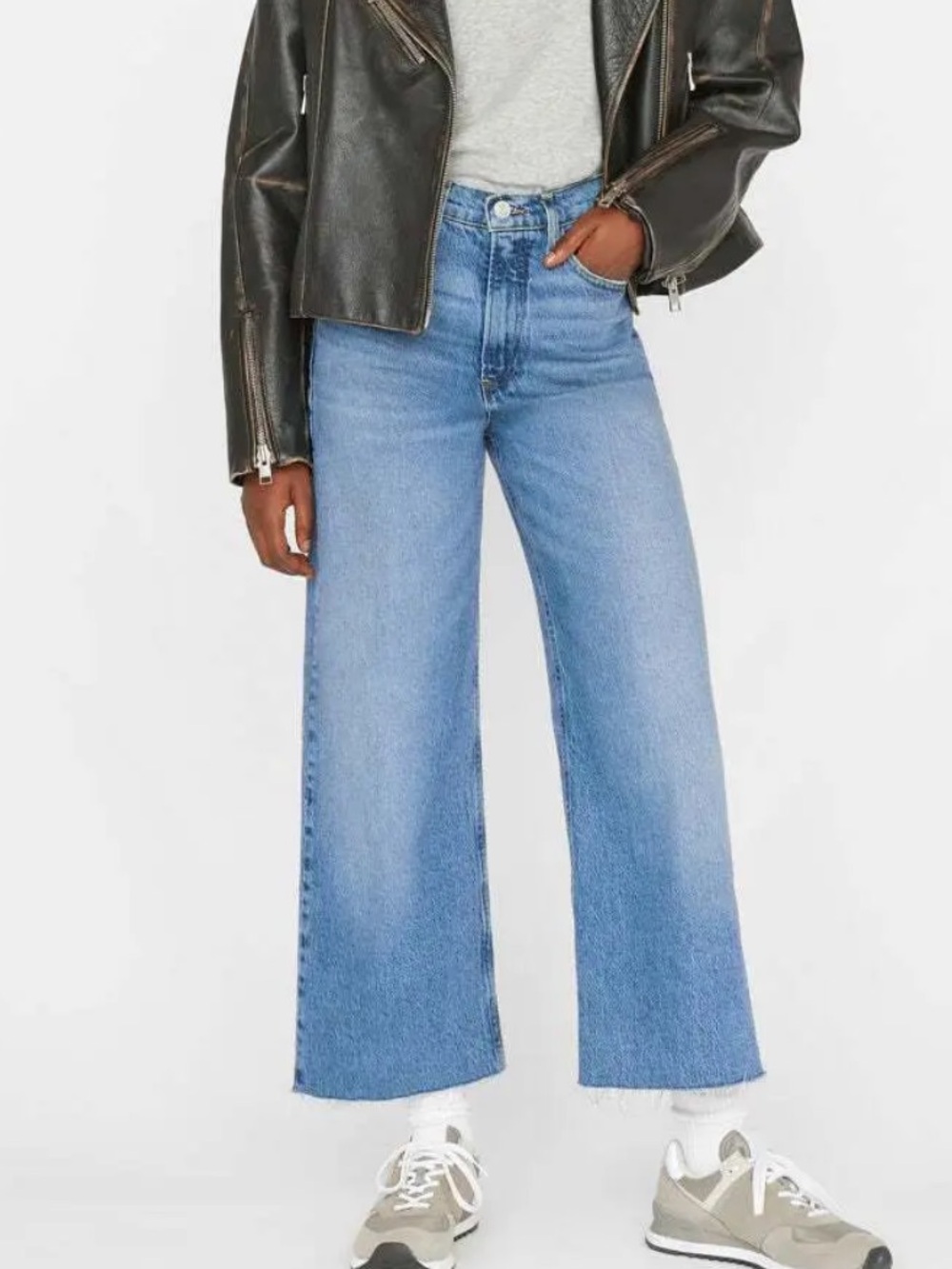 FRAME High N Tight Wide Leg Crop Distressed Hem Lomina Denim Jeans Women’s 27
